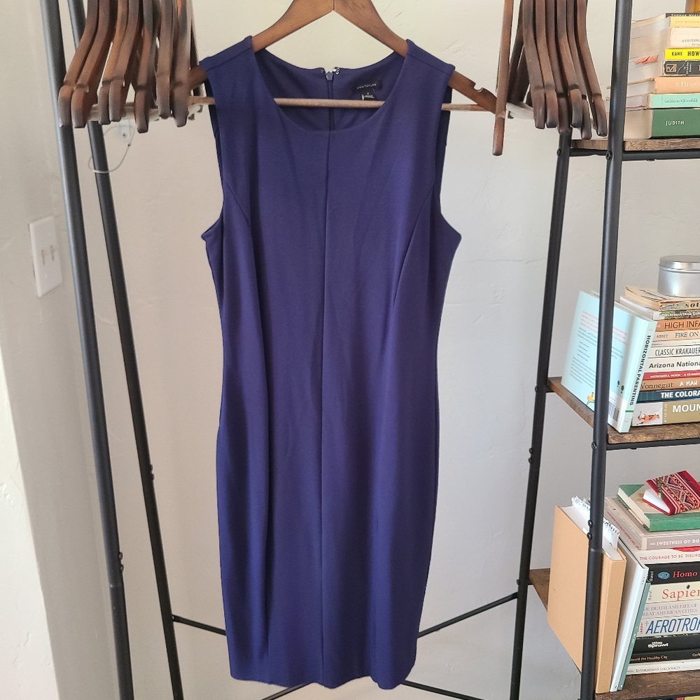Ann Taylor navy seamed sheath dress